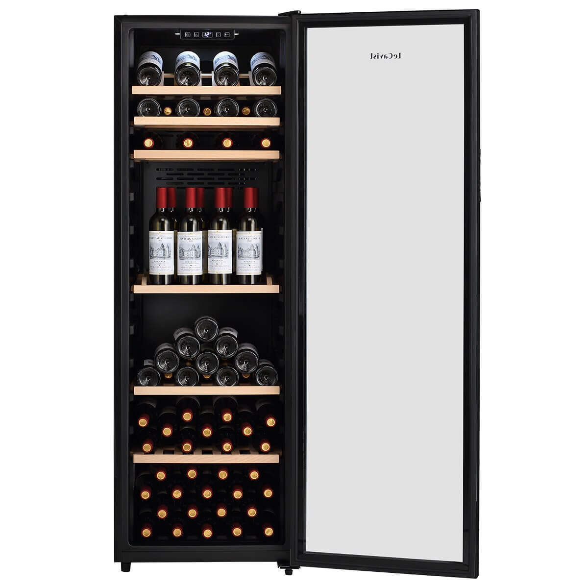LeCavist 168 Bottle Single Zone Wine Cabinet 301L - Black Finish, Active Carbon Filter - LEK168PV