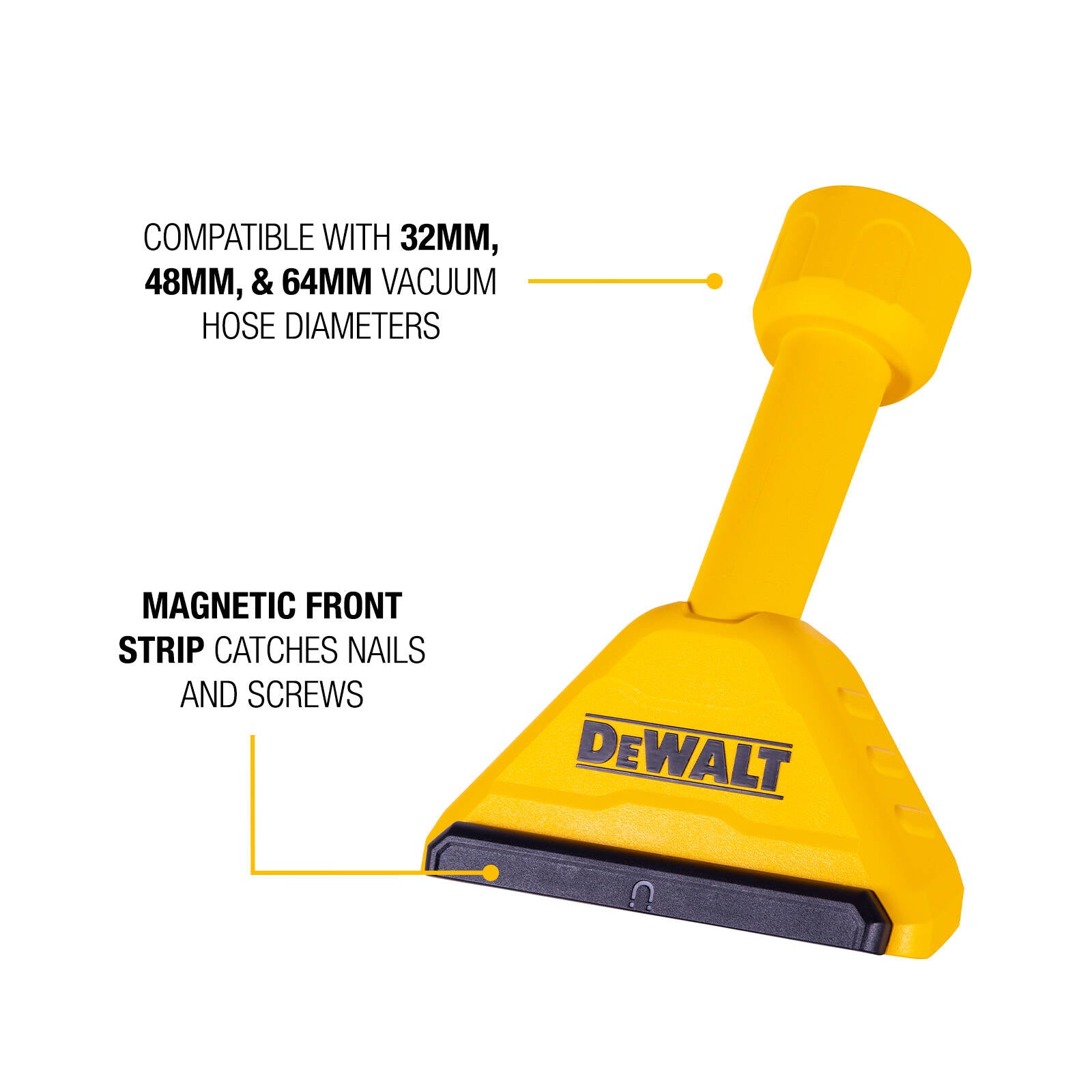 DEWALT Magnetic Wet & Dry Vacuum Nozzle - 175 x 260mm Metal Debris Pick-Up
