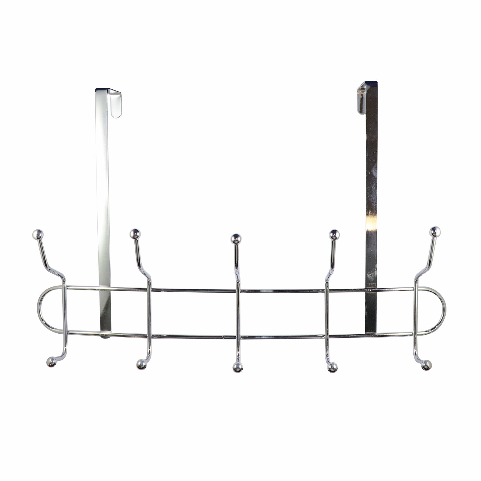 Adoored 5 Double Hook Polished Chrome Steel Over-The-Door Deco Hook Rack