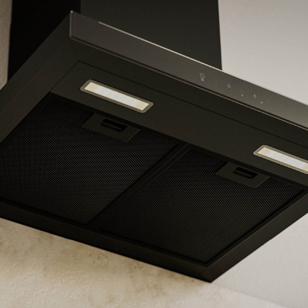 Haier 60cm 600 Series wall mounted canopy rangehood - black, Wi-Fi, hood to hob connection - HC60BMB2