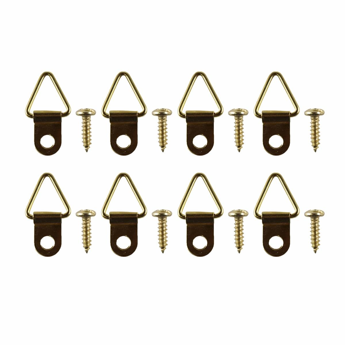 Everhang 10kg Brass Plated Picture Hanging D-Ring 8 Pack