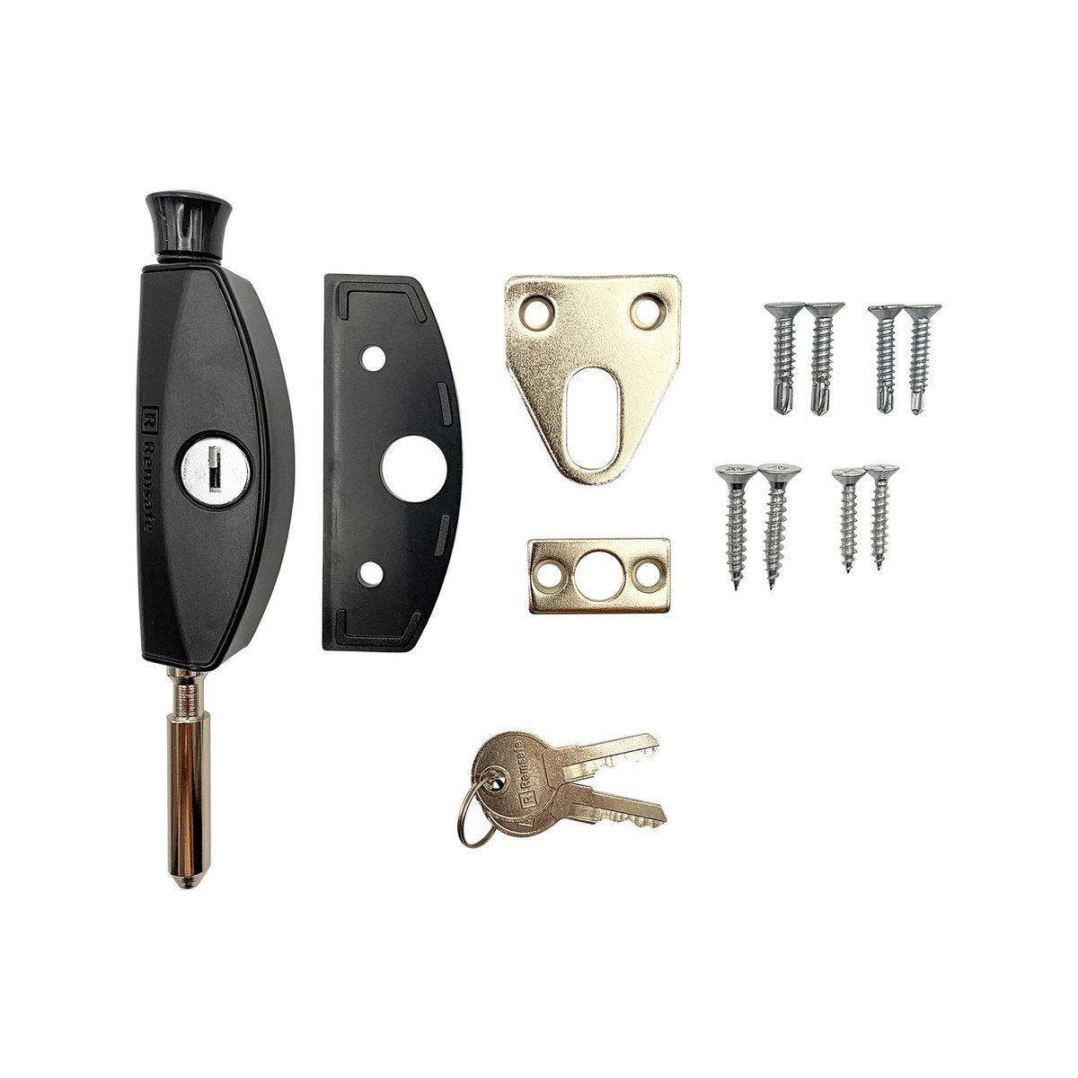 Remsafe Black Window & Door Patio Bolt - Lockable, Black Powdercoat Steel