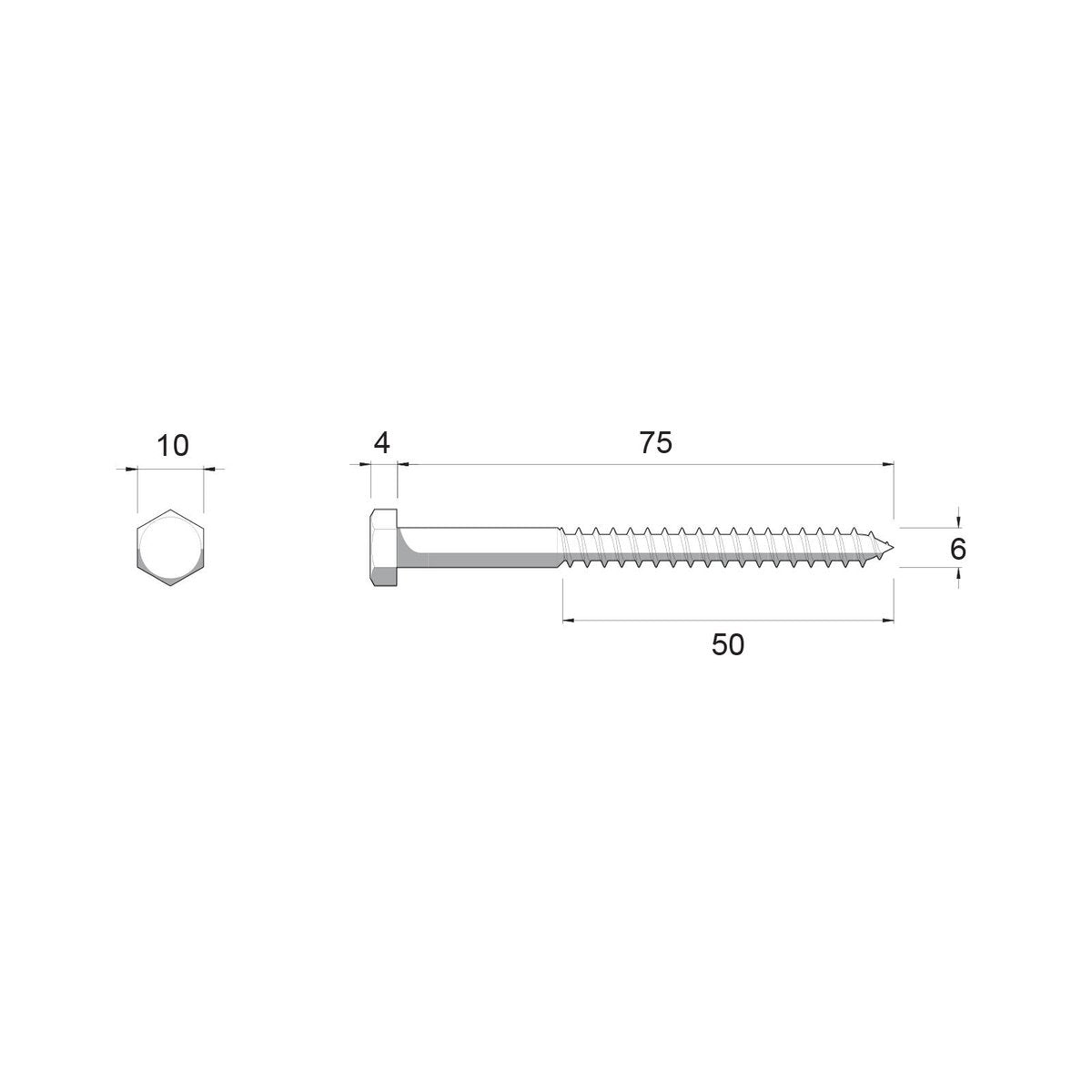 Zenith Hot Dip Galvanised Hex Head Coach Screws M6 x 75mm 25 Pack - SuperSaverAU - view 4