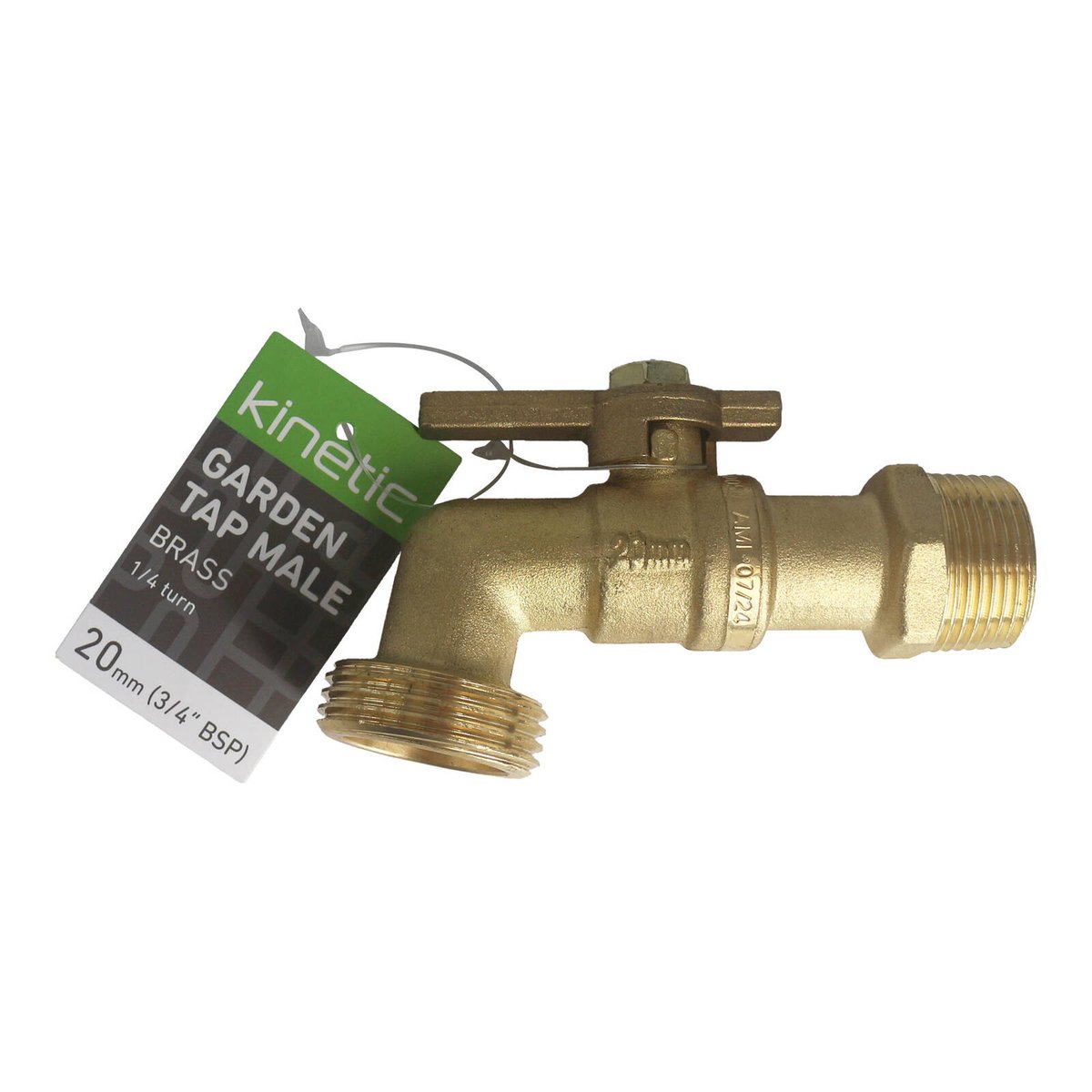 Kinetic 20mm Male Lead Free Brass 1/4 Turn Hose Cock Indoor Outdoor