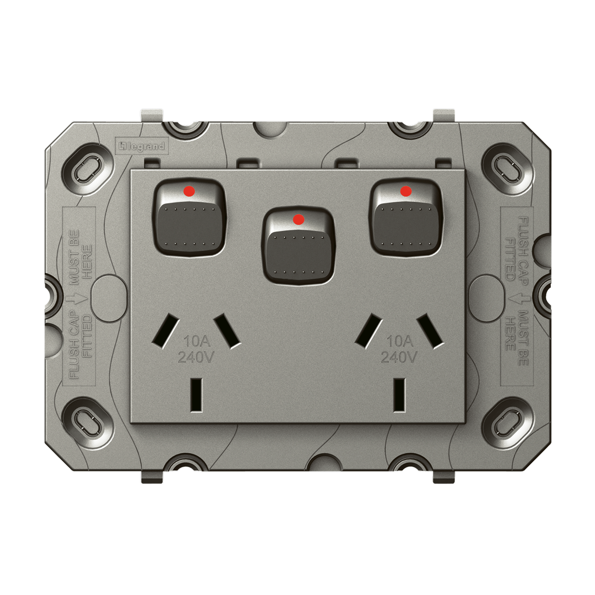 Hpm Arteor Double Powerpoint with Extra Switch 10 Amp 240V Magnesium - SuperSaverAU - view 1