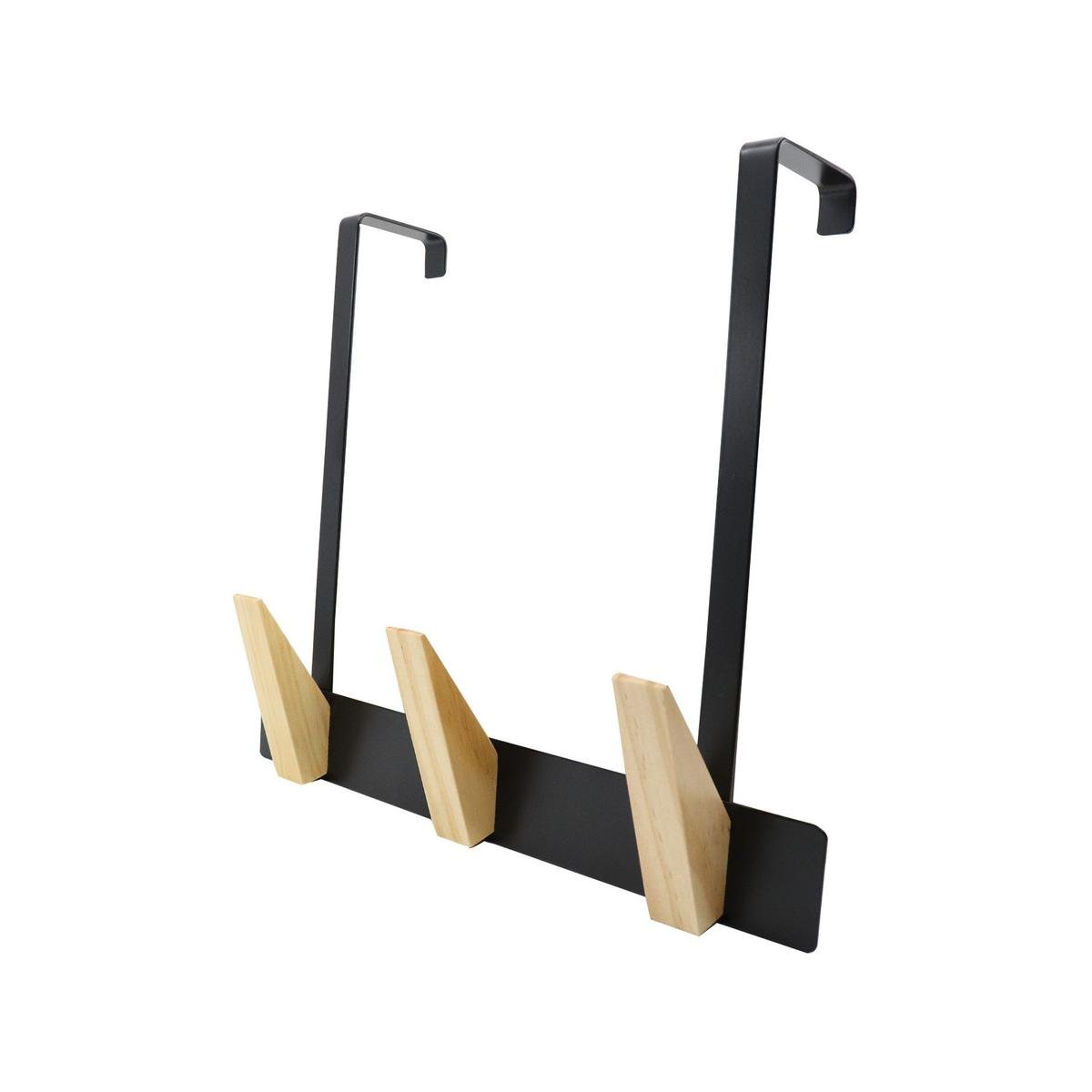 Adoored 3 Timber Hook - Over the Door Deco Hook - 305mm x 260mm - Black - Durable - SuperSaverAU - view 1