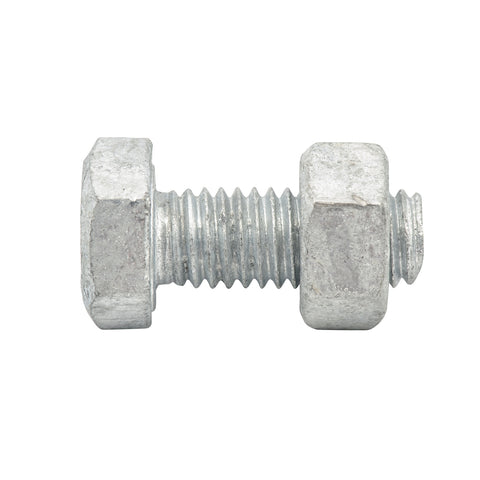 Zenith M8 x 20mm Hot Dipped Galvanised Hex Head Bolt and Nut, 4.6 Grade Steel