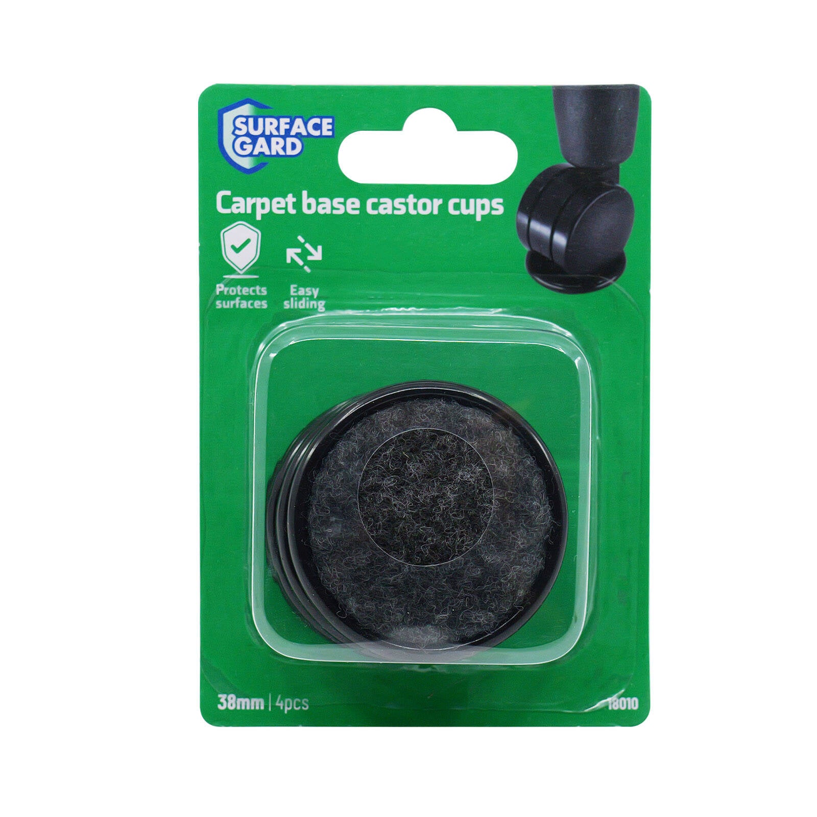 Surface Gard 38mm Carpet Castor Cup 4 Pack - Brown