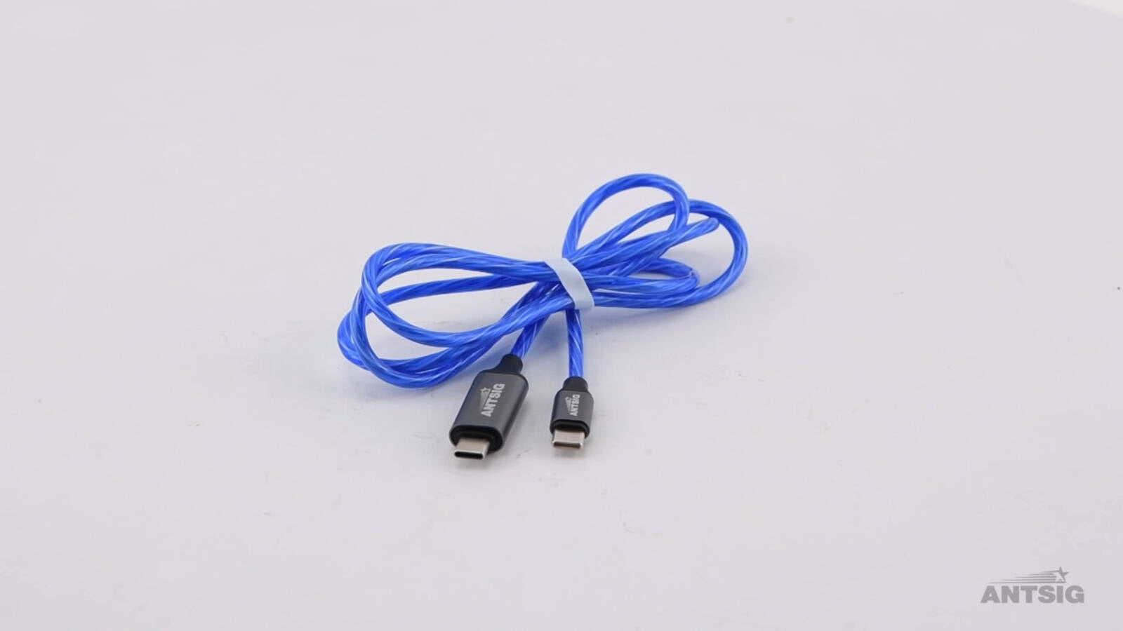 Antsig 1m USB-C to USB-C Light-Up Charging Cable - Blue, AP203