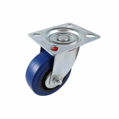 Easyroll 75mm Blue Rubber Heavy Duty Swivel Castor 90kg Load Indoor Outdoor
