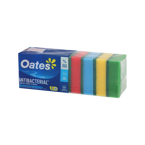 Oates Antibacterial Rainbow Sponge Scourers - 8 Pack