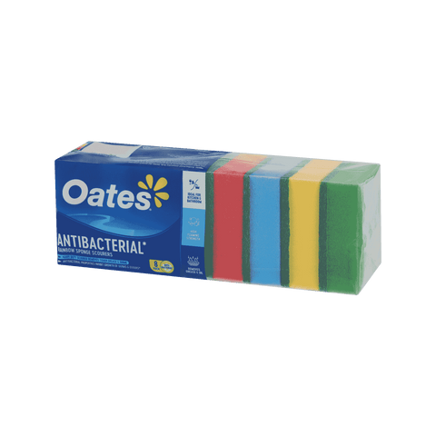 Oates Antibacterial Rainbow Sponge Scourers - 8 Pack