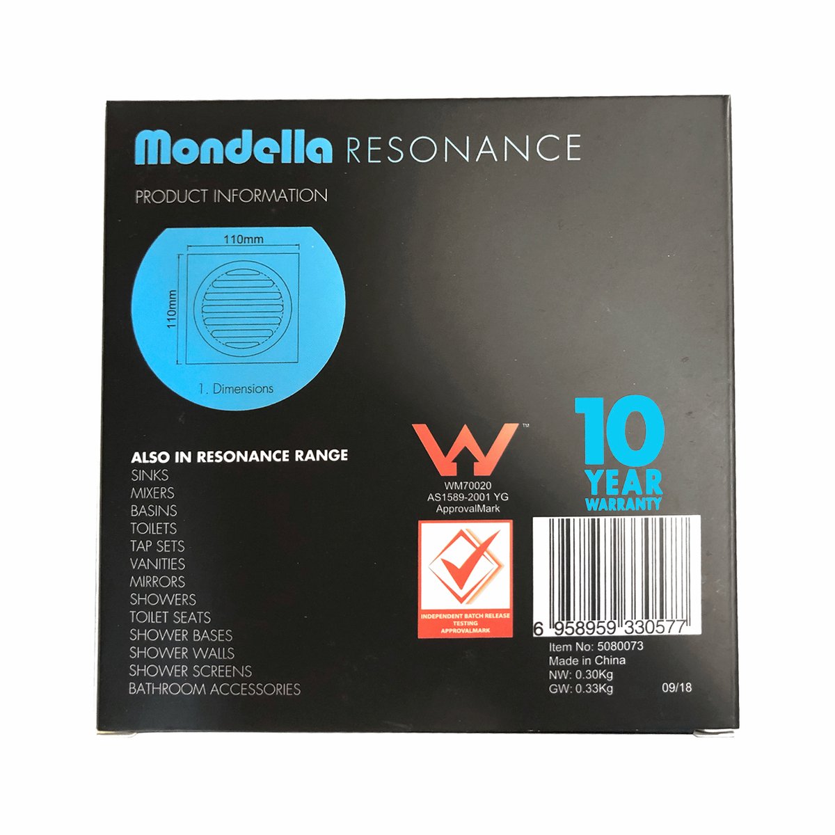 Mondella 100mm Matte Dark Bronze Square Floor Grate, Brass