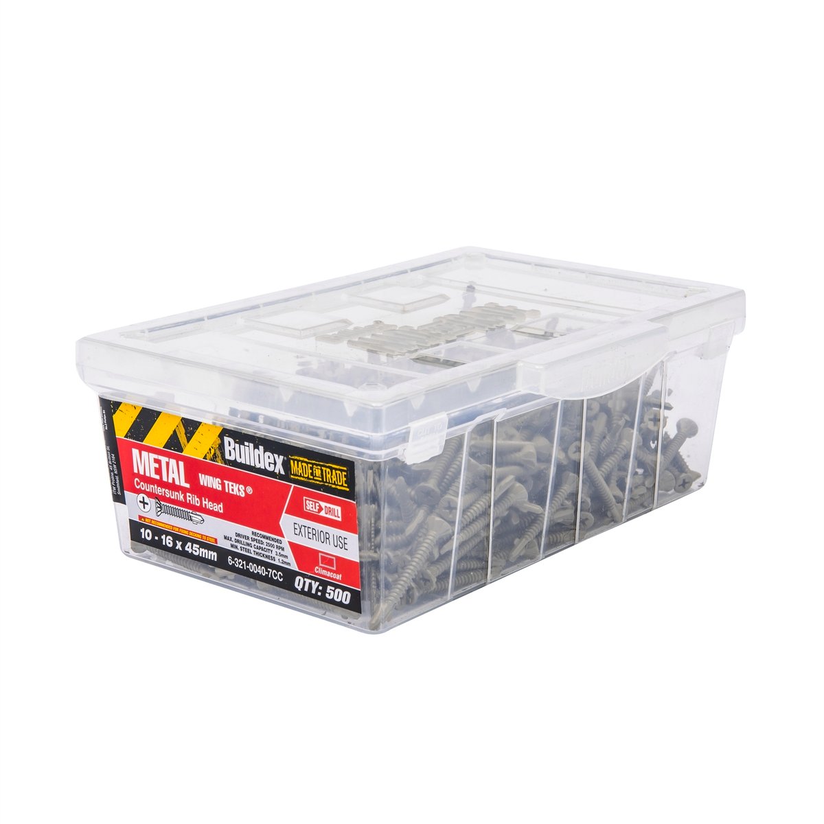 Buildex Metal Wing Tek Screws 10 16mm Climacoat 500 Box Durable - SuperSaverAU - view 1