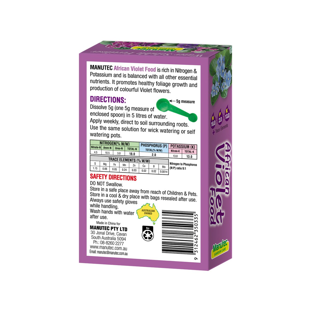 Manutec Soluble African Violet Food - 300g - Water Soluble - Nutrient Rich - SuperSaverAU - view 2