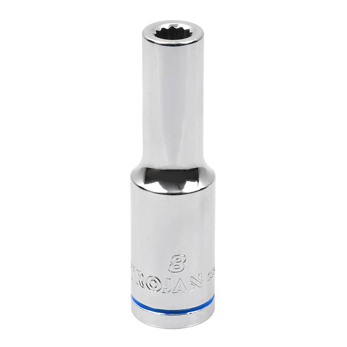 Trojan 8mm Deep Socket 1/2" Drive - Polished Chrome Vanadium - 12 Point - SuperSaverAU - view 1