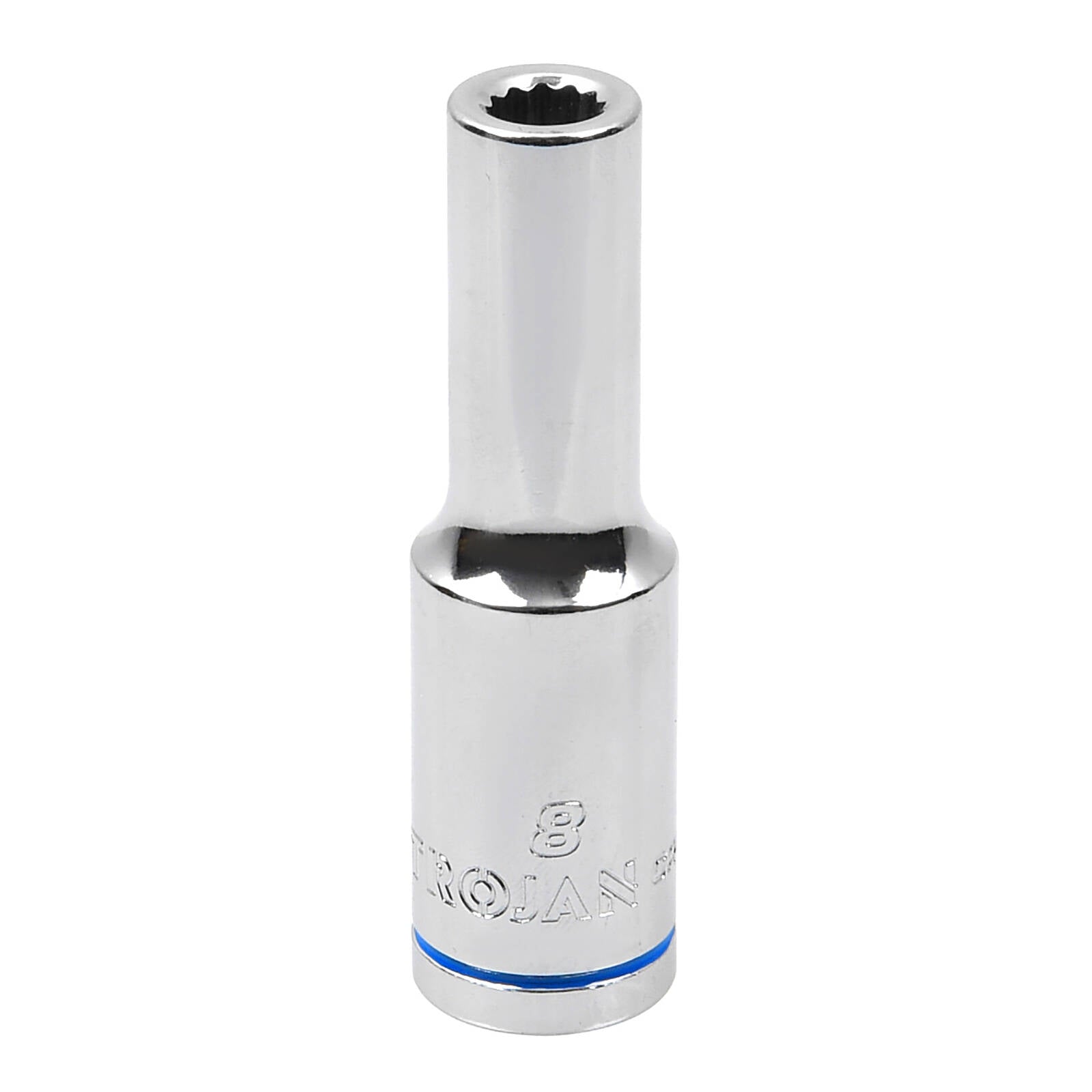 Trojan 8mm Deep Socket 1/2" Drive Chrome Vanadium 12 Point