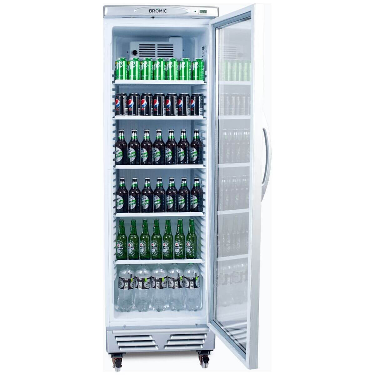 Bromic 372L Upright Display Chiller - Flat Glass Door, Fan-Forced Cooling, Five Shelves - GM0374