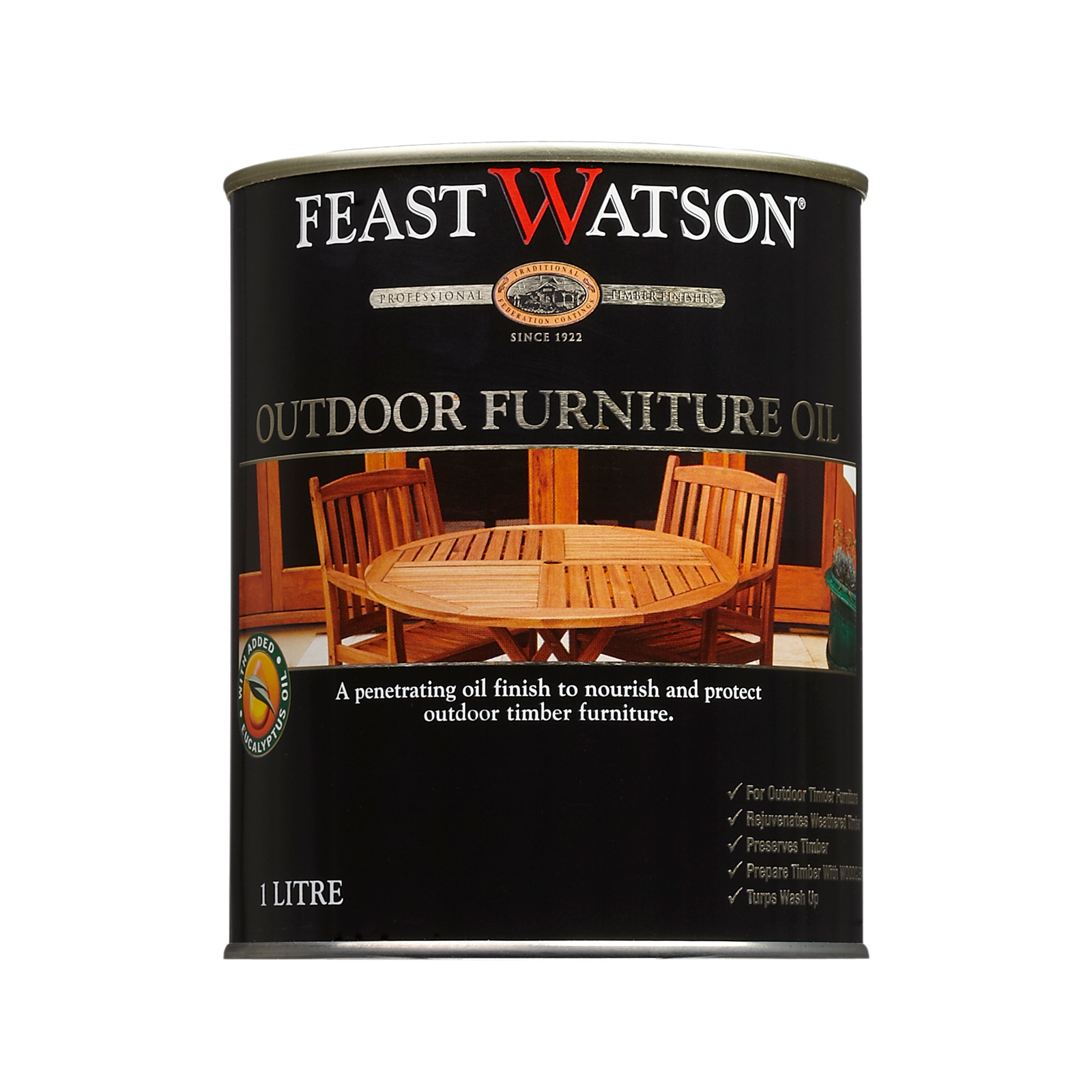 Feast Watson Outdoor Furniture Oil 1L Jarrah UV Resistant Waterproof Oil-Based