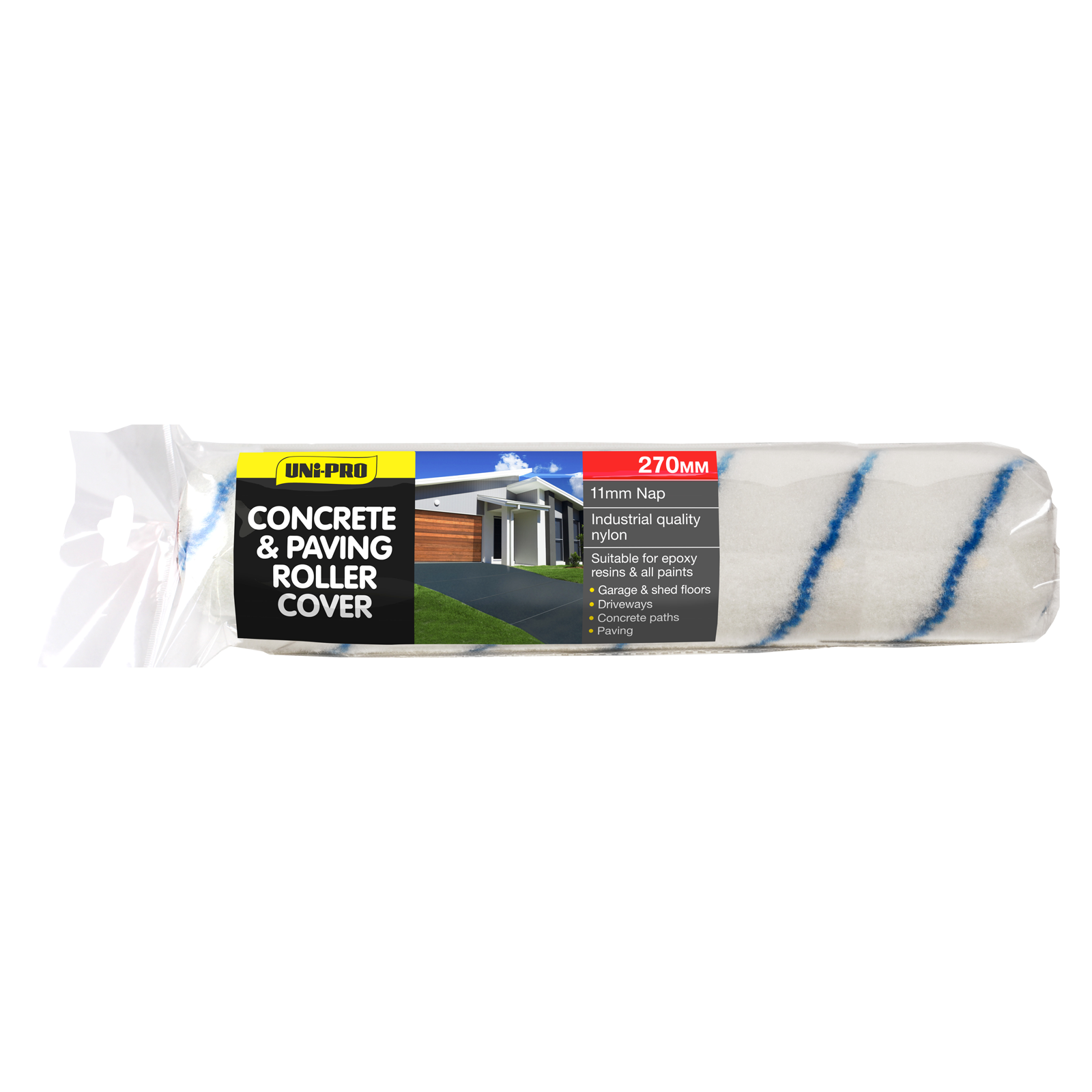 Uni-Pro 270mm Concrete and Paving Roller Cover 11mm Nap Woven Nylon