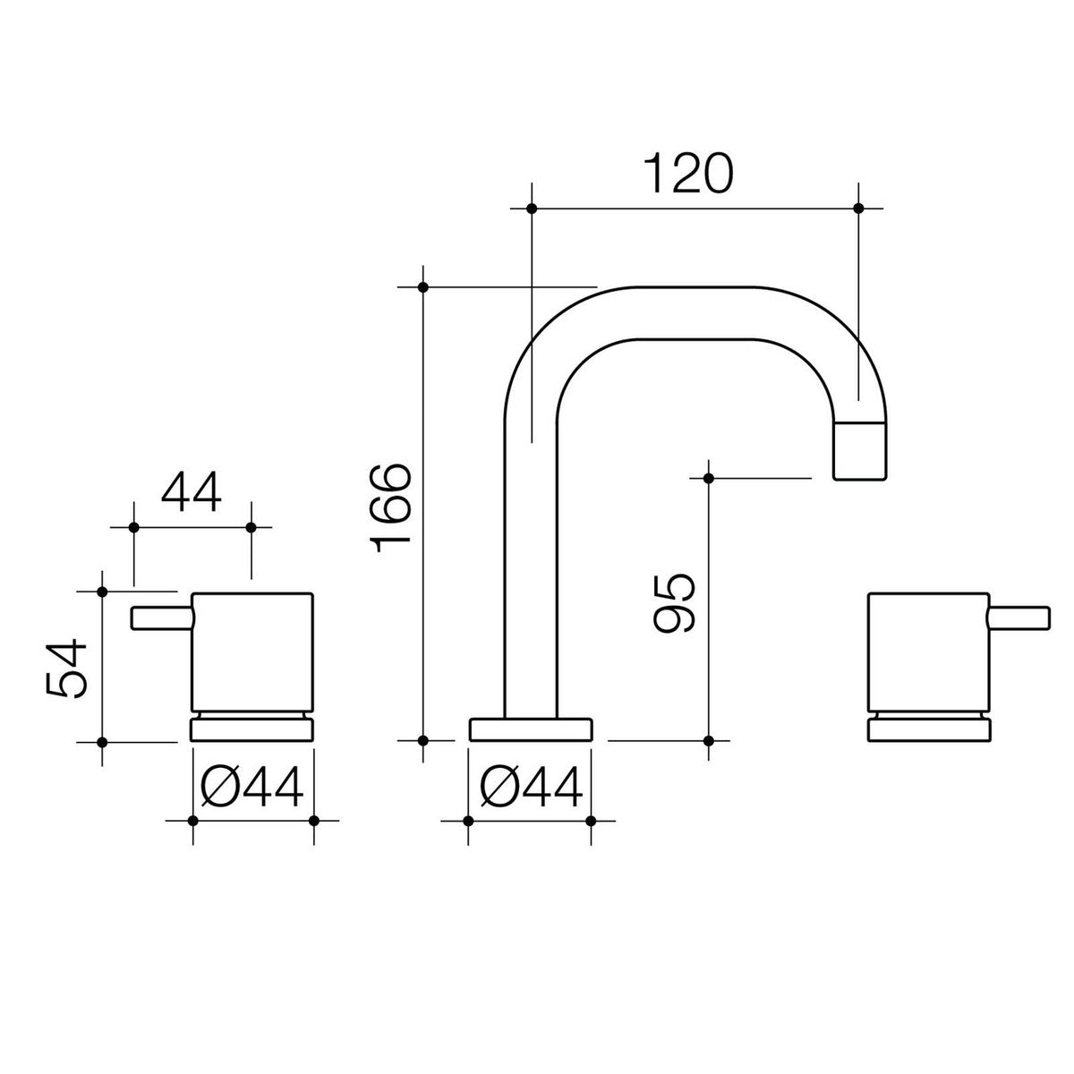 Caroma Chrome Luna Lever Basin Tap Set - Lead Free Brass - 44mm x 166mm - SuperSaverAU - view 2
