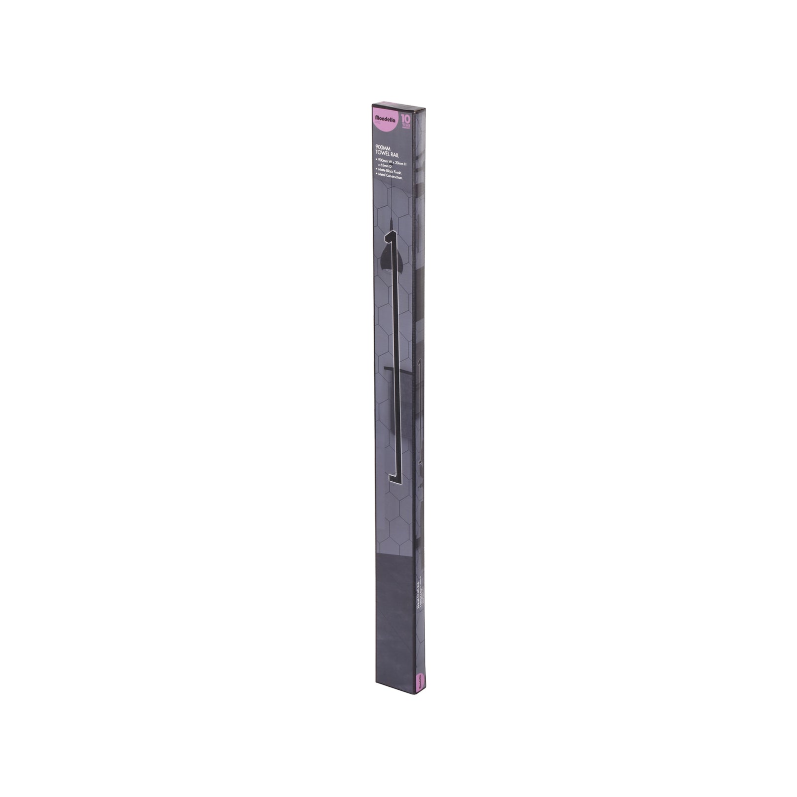 Vivace Rumba 900mm Matte Black Single Towel Rail - Metal, Wall Mount