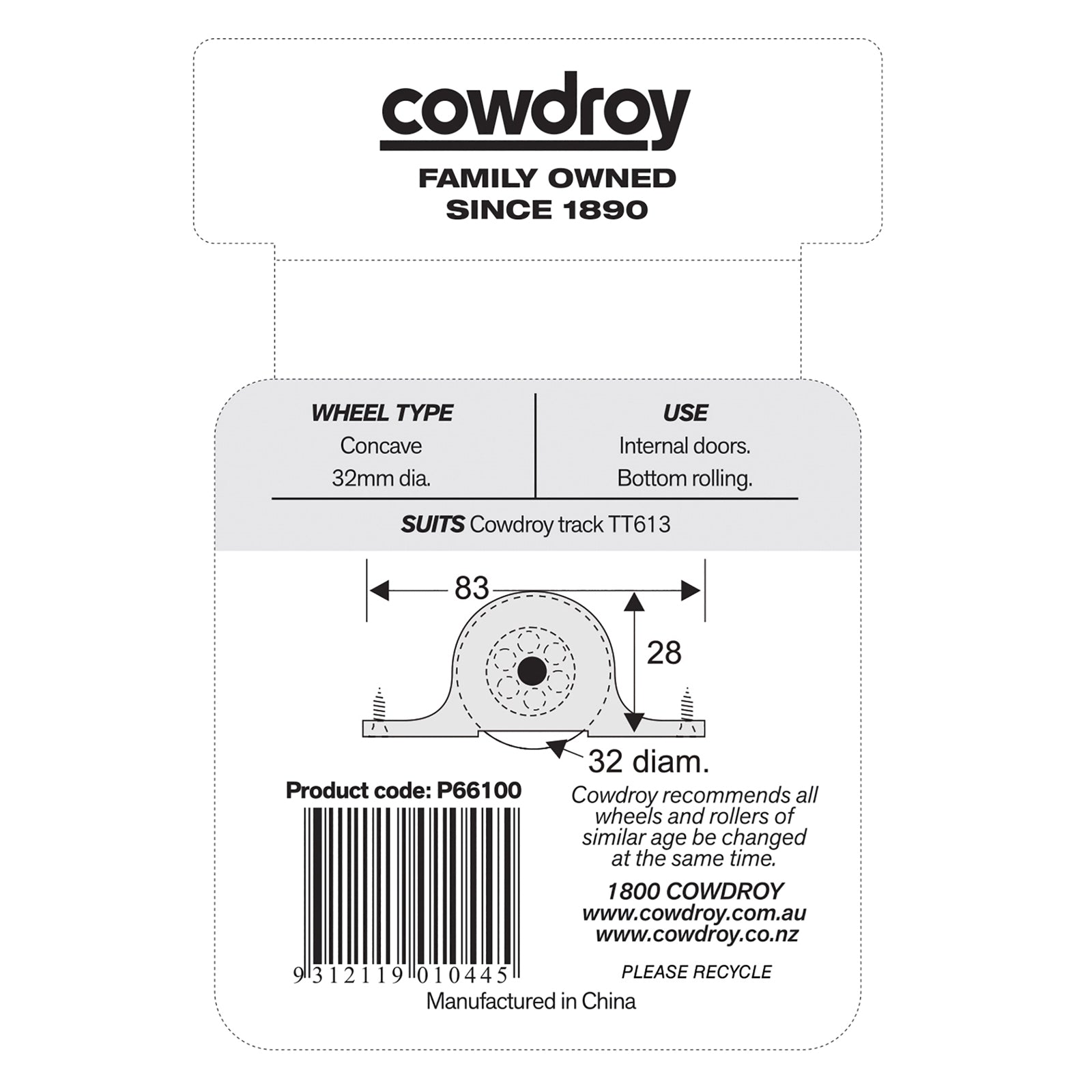 Cowdroy White Nylon Sliding Door Sheave Pack - 2 Pack