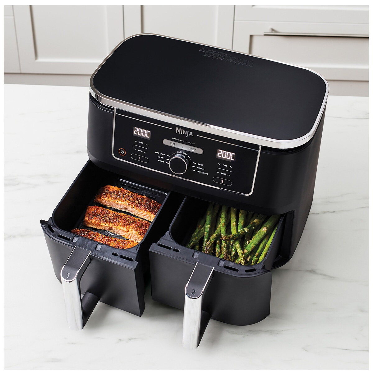 Ninja Foodi Max Dual Zone Air Fryer 9.5L - Black - Smart Finish, Match Cook, Six Functions - AF400