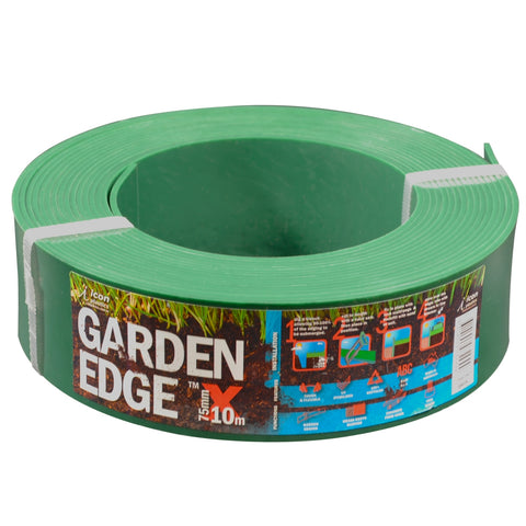 Icon Plastics Garden Edge 75mm x 10m Green UV Stabilised