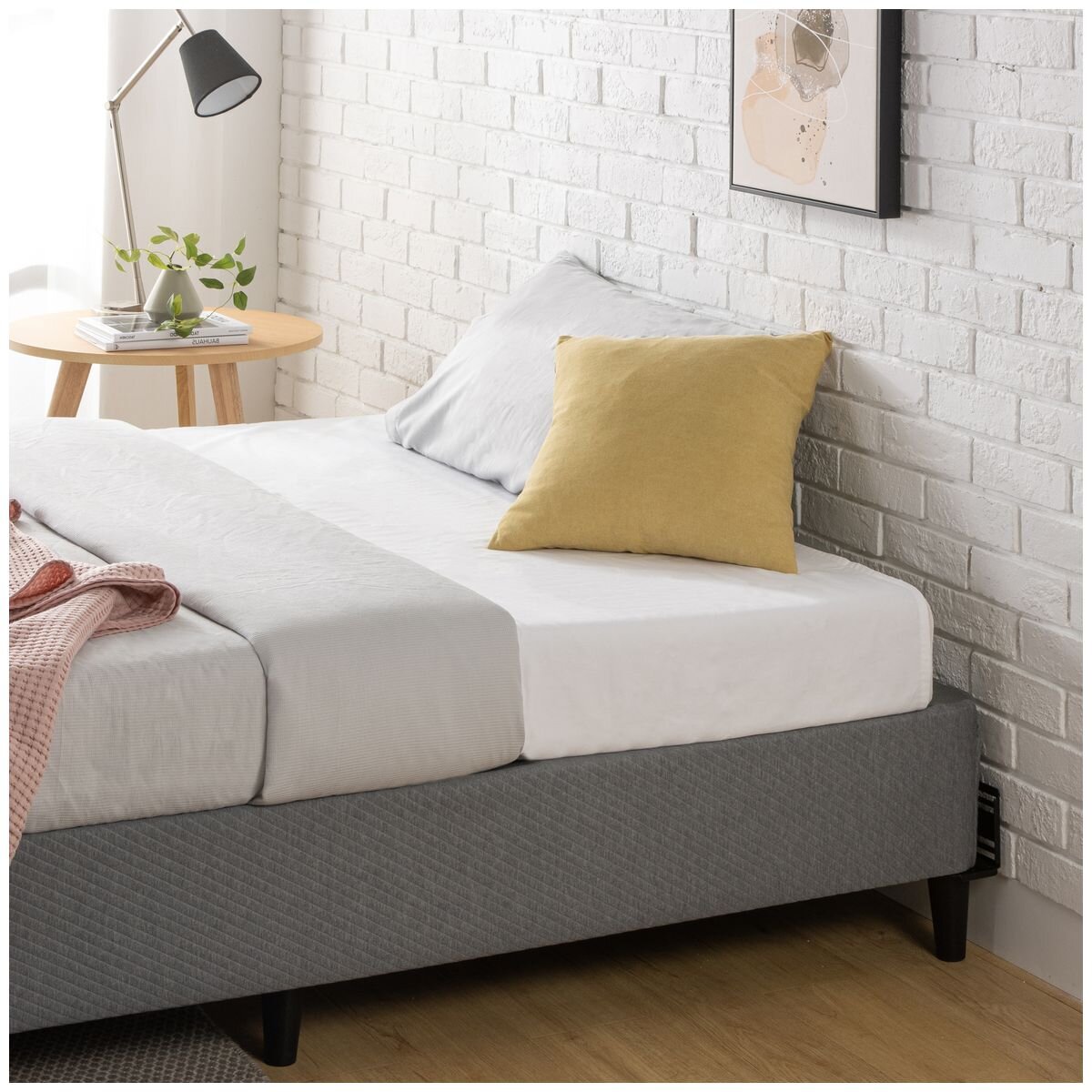 Zinus Keenan King Single ensemble bed base - grey fabric, steel frame, 150kg capacity - AU-BSLB-DG-KS