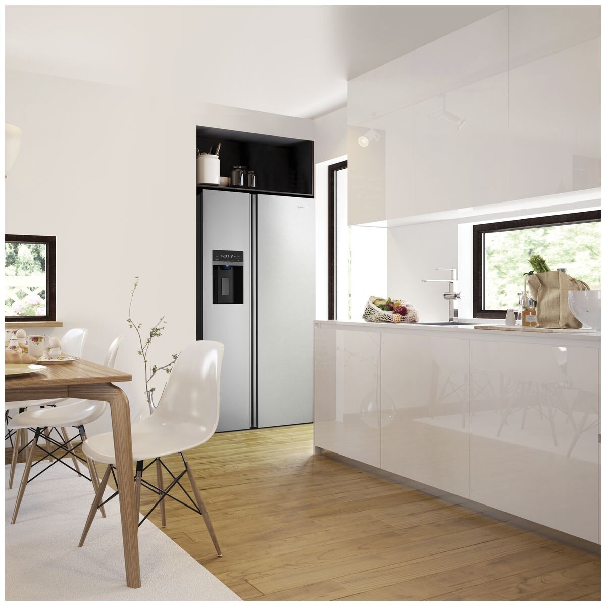 Westinghouse 596L Side by Side Fridge - Silver with Plumbed Ice and Water Dispenser - WSE6670SA