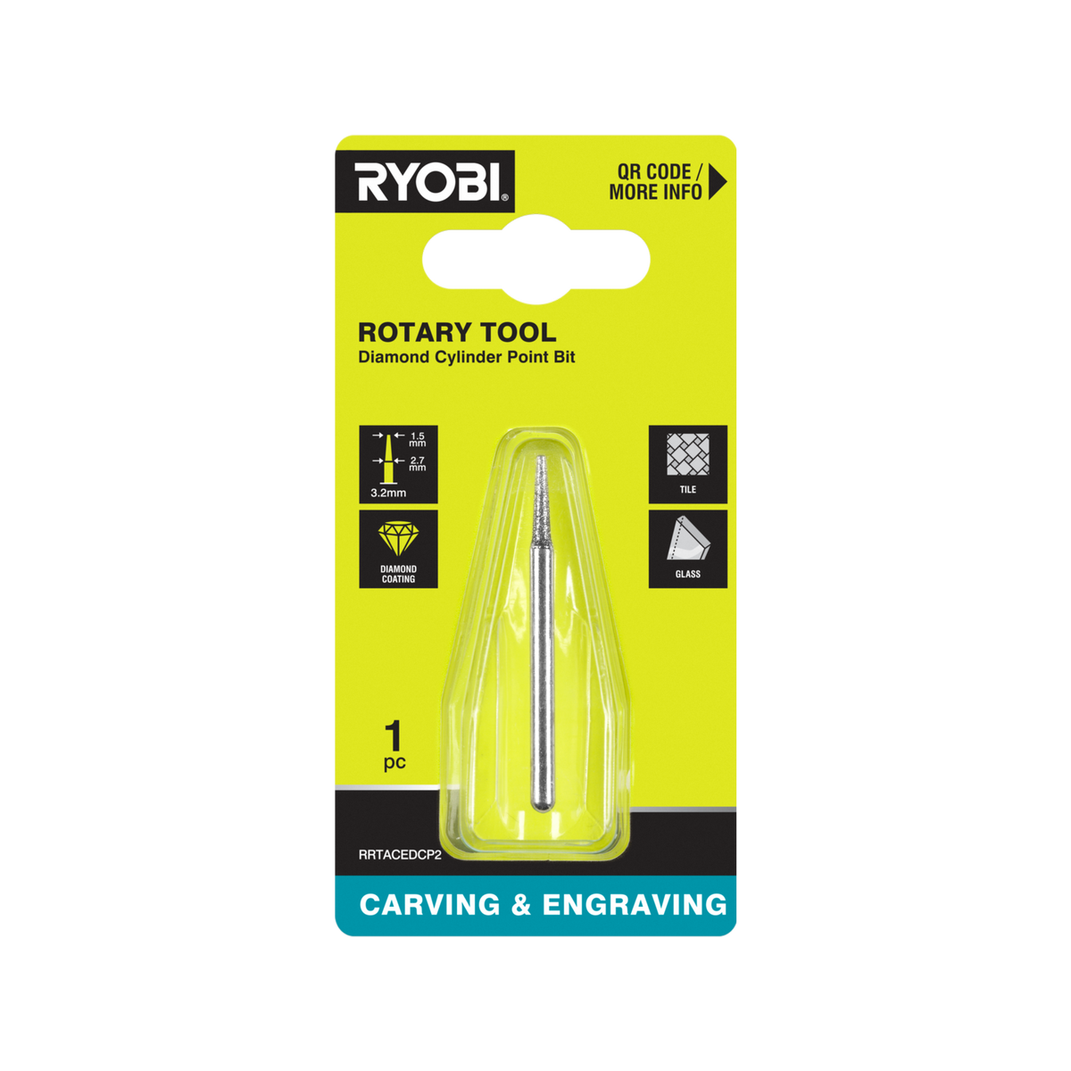 Ryobi 1.5mm Rotary Diamond Cylinder Point Bit