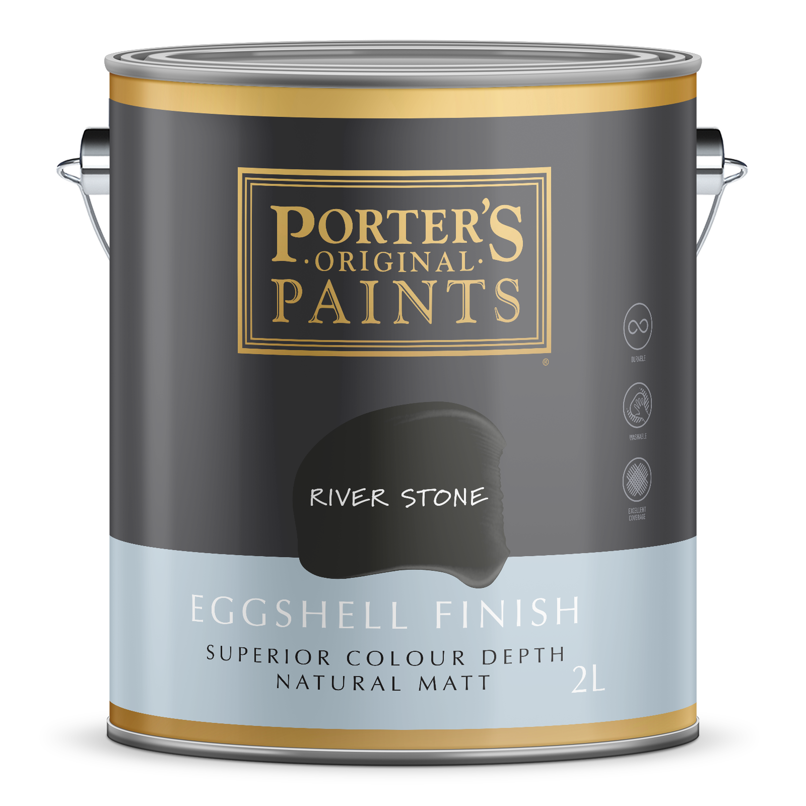 Porter's 2L River Stone Eggshell Broadwall Washable Paint