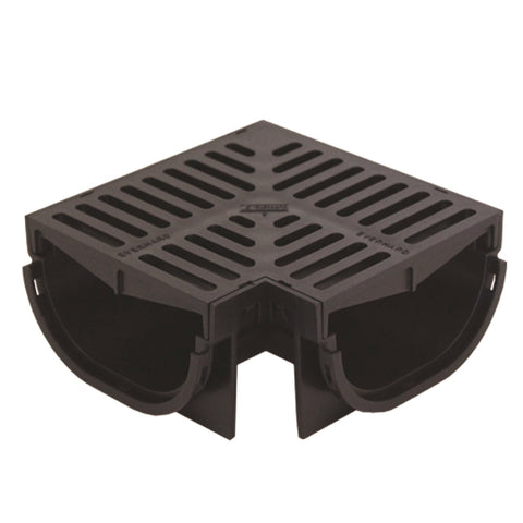 Everhard EasyDRAIN Compact 175mm Polymer Grate and Corner, Black Push-Connect Drain