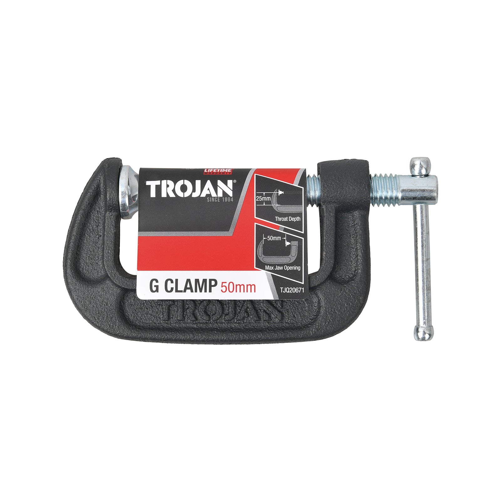Trojan 50mm G Clamp 380kg Clamping Strength