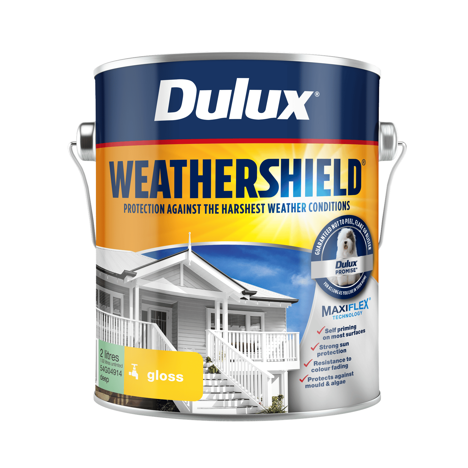 Dulux Weathershield 2L Deep Gloss Exterior Paint - UV Resistant