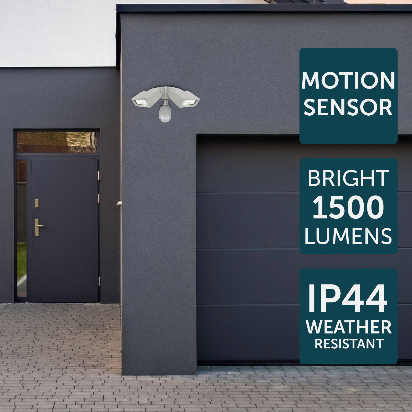 Brilliant Nighthawk 24W LED Sensor Flood Light Motion Sensing Outdoor Silver 20855/11