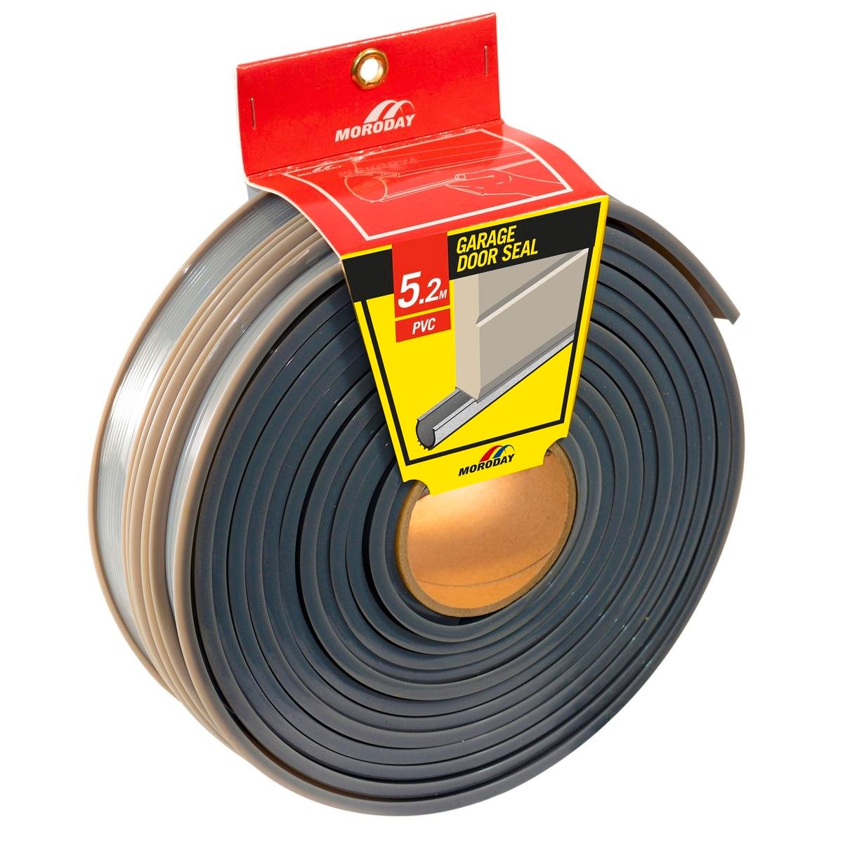 Moroday Garage Door Seal, 60mm x 5.2m Flexible PVC, Grey