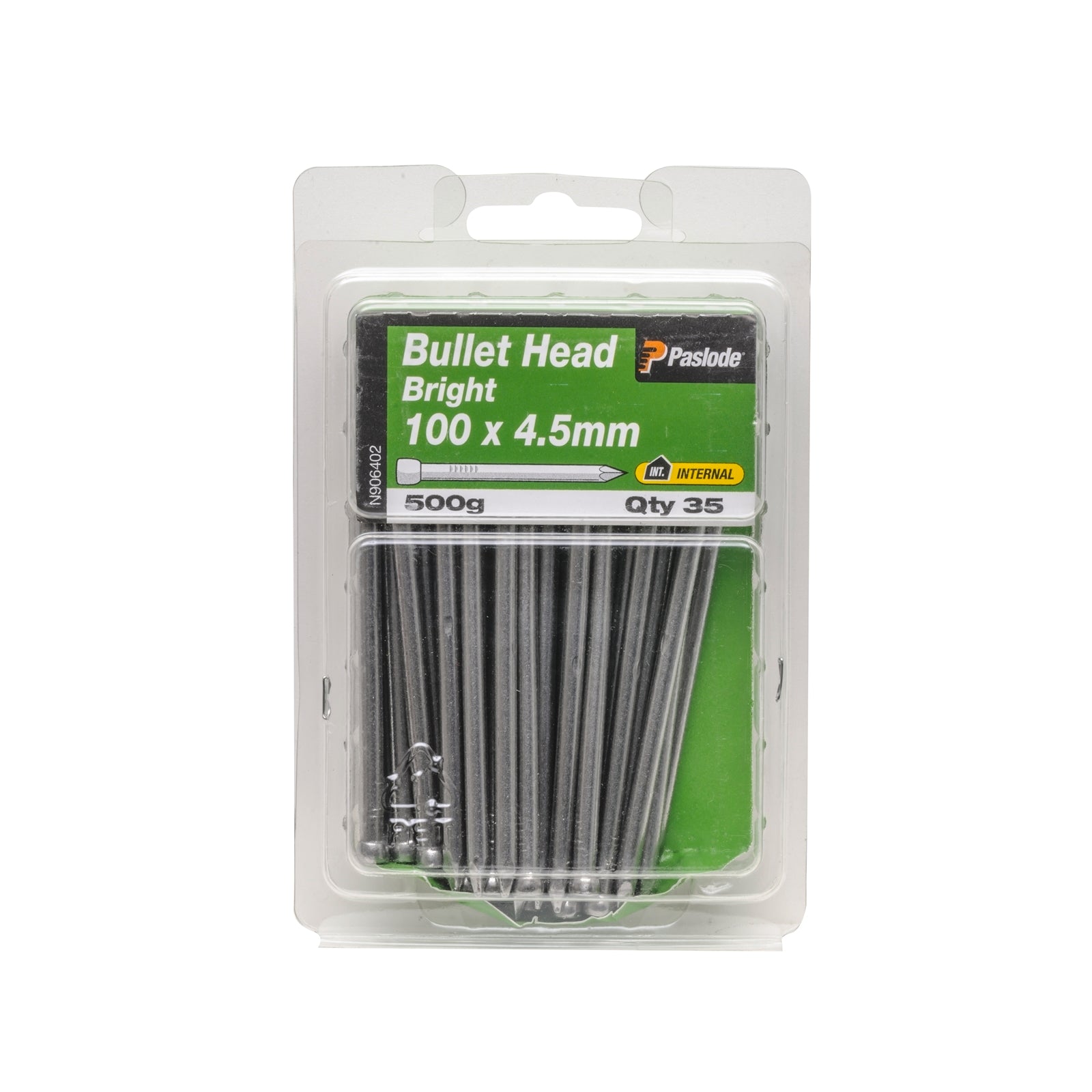 Paslode 100 x 4.5mm Bright Steel Bullet Head Nails - 500g 35 Pack