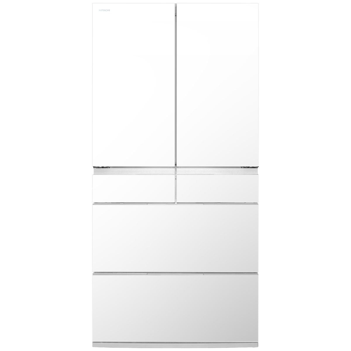 Hitachi 670L French Door Fridge - White Glass, Vacuum Compartment, Made in Japan - R-GW670TAXW