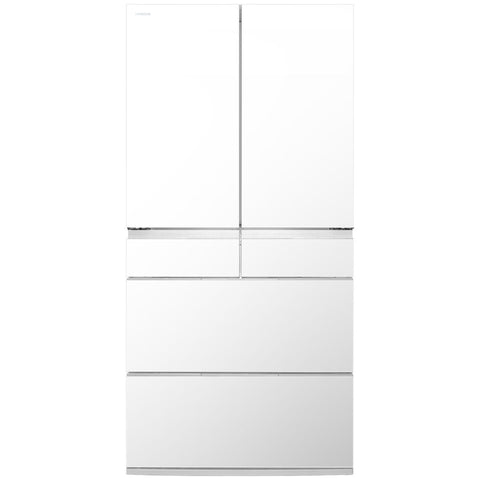 Hitachi 670L French Door Fridge - White Glass, Vacuum Compartment, Made in Japan - R-GW670TAXW