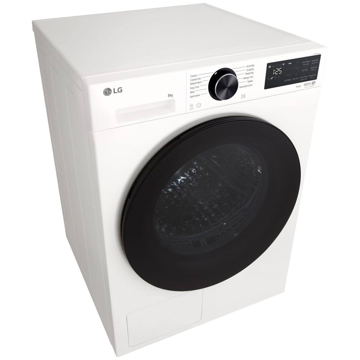 LG Series 3 8kg Heat Pump Dryer - White, 8 Star Energy Rating, Auto Cleaning Condenser - DXH3-08W