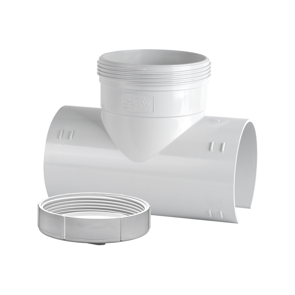 Holman 100mm PVC DWV Snap Tee White Underground Rated