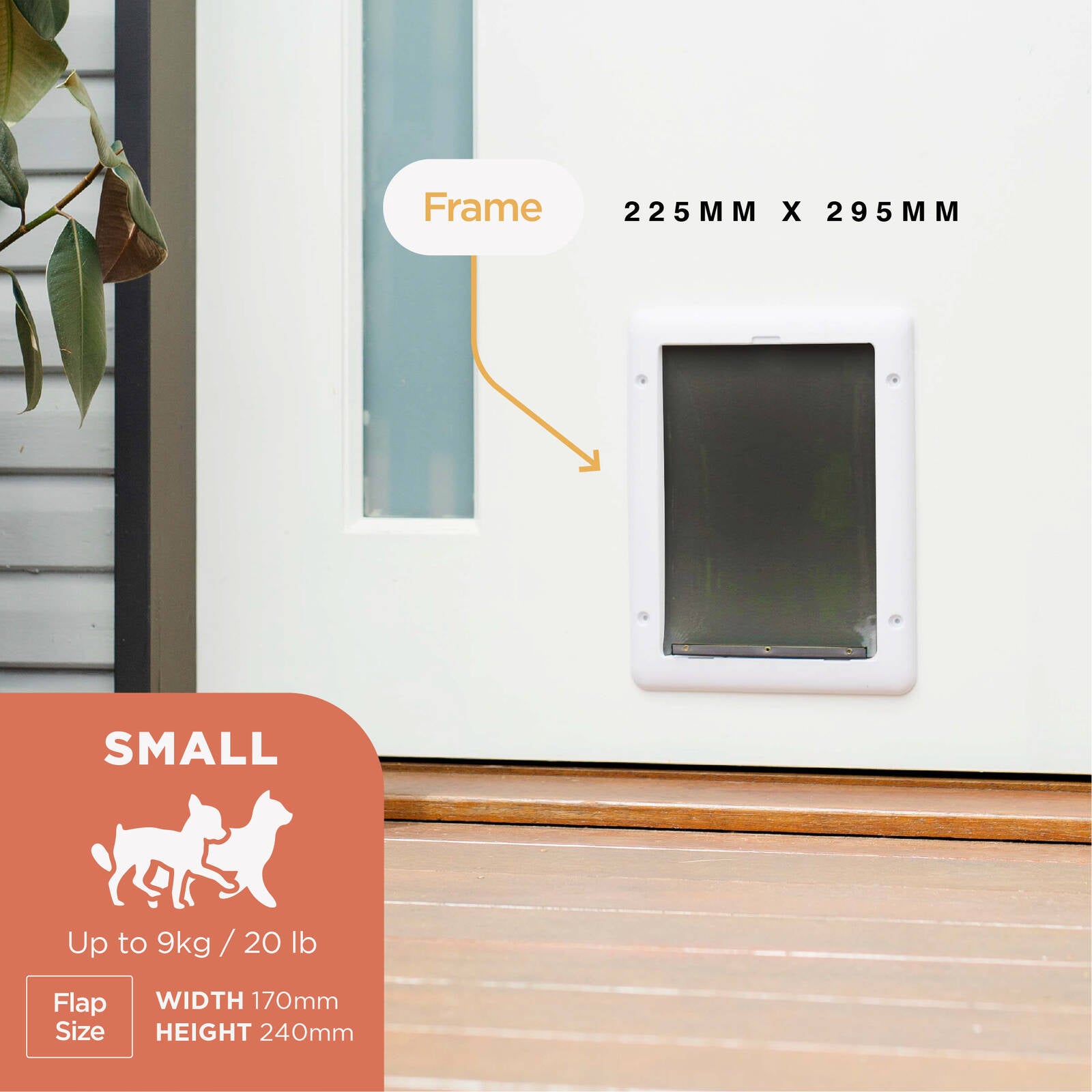 Hakuna Pets Small Essential Pet Door - White - 170 x 240mm Flap