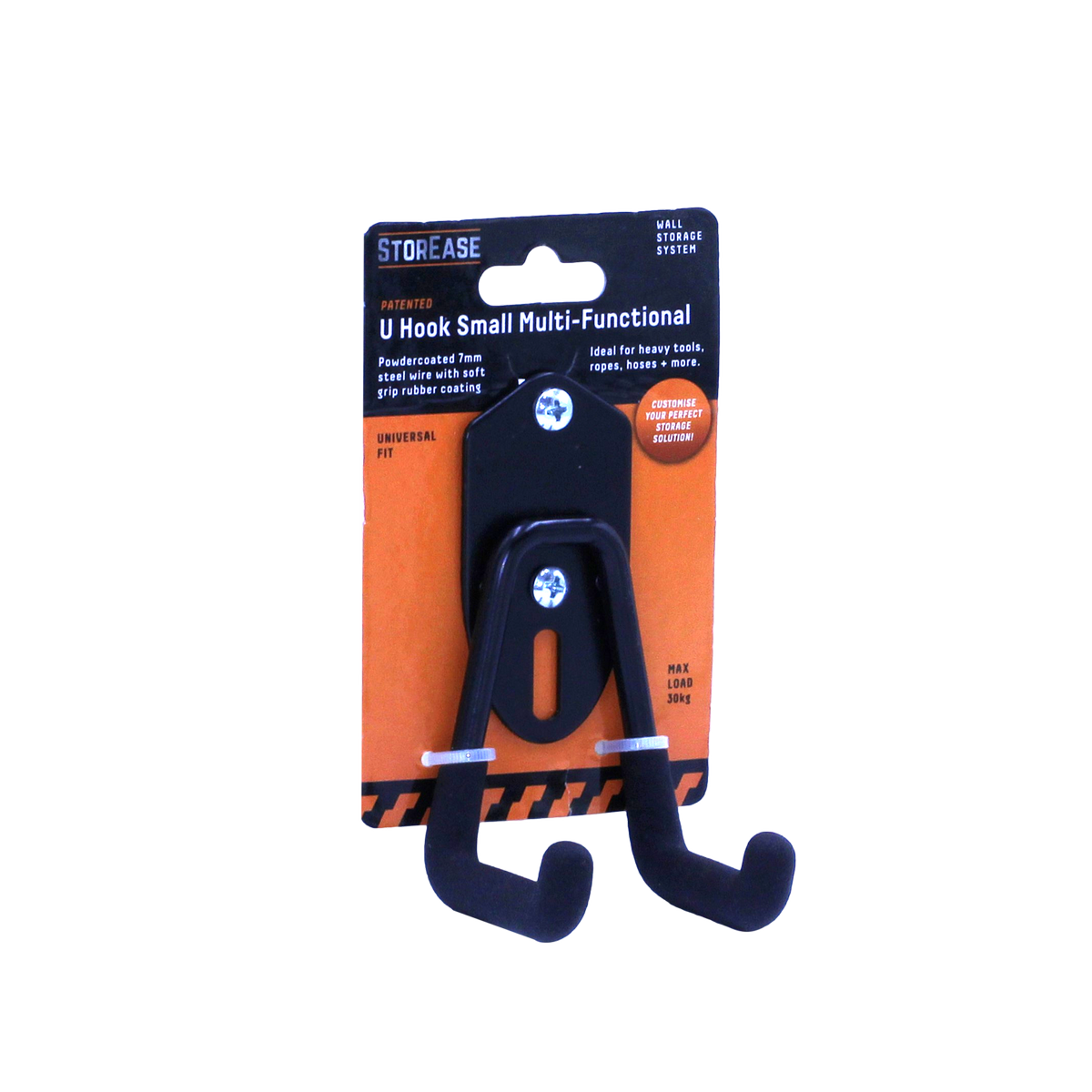 StorEase Small Wall Storage System U Hook, Black Powder Coated Steel, Indoor