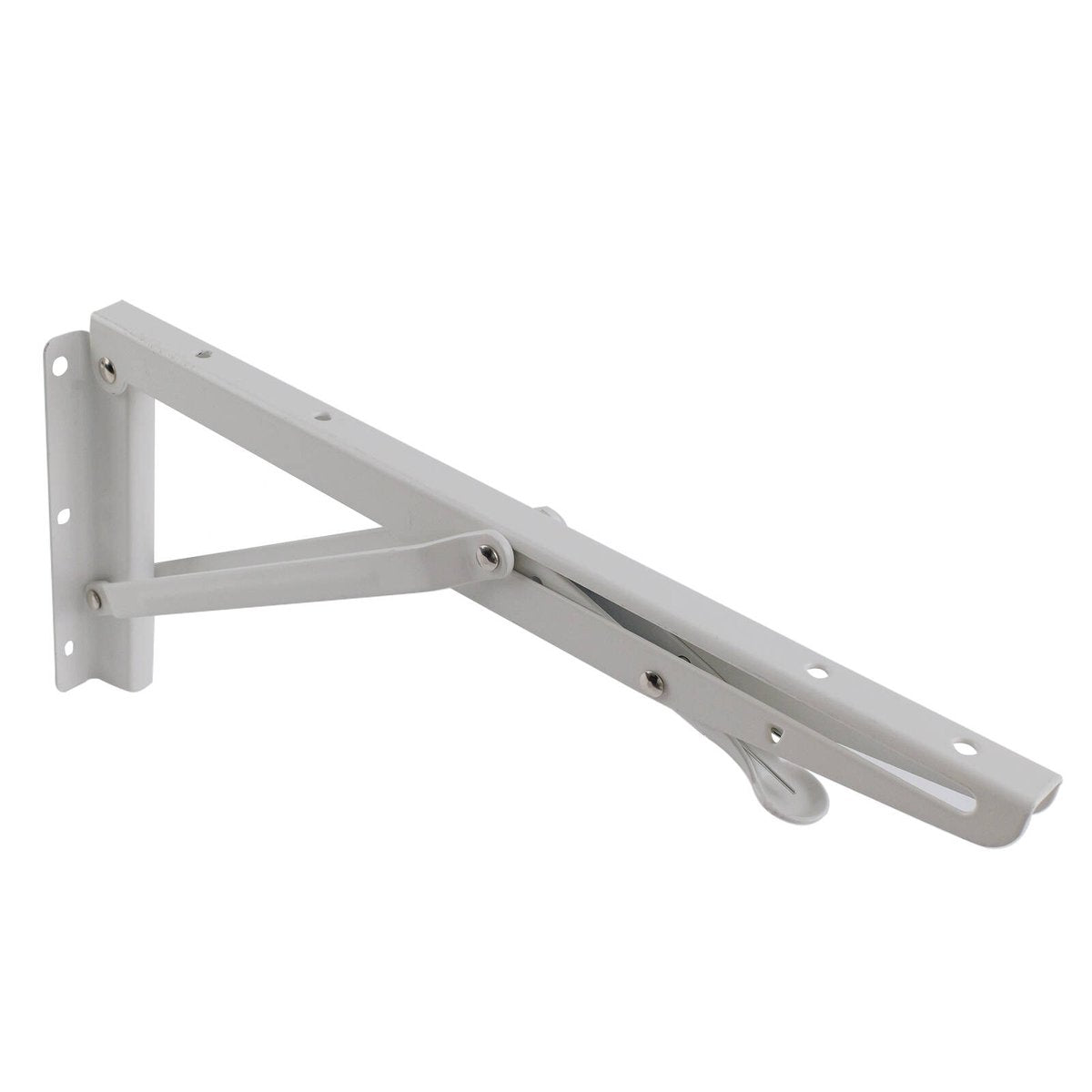 Carinya 315 x 145mm White Powder Coated Folding Spring Loaded Wall Bracket 50kg