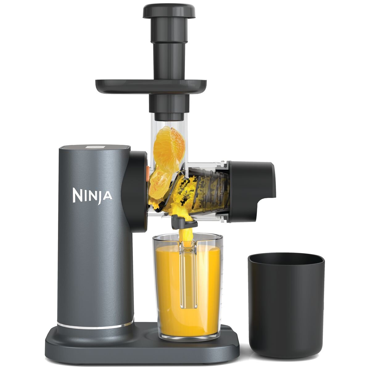 Ninja NeverClog cold press slow juicer - 150W motor, two pulp filters, compact grey design - JC151