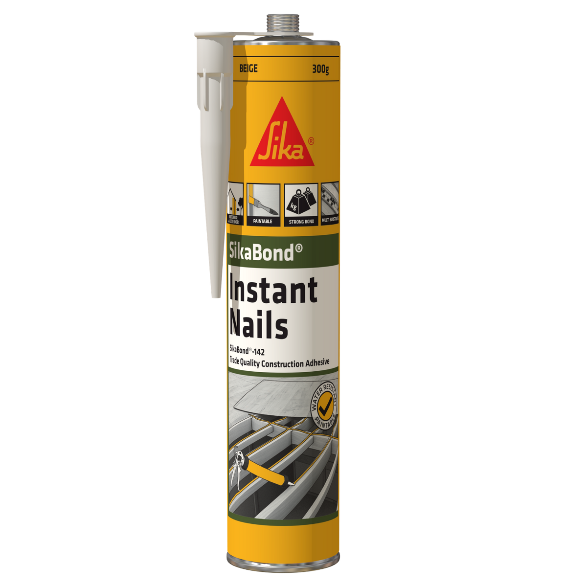 Sika SikaBond 142 Instant Nails Solvent-Based Adhesive Beige 300g