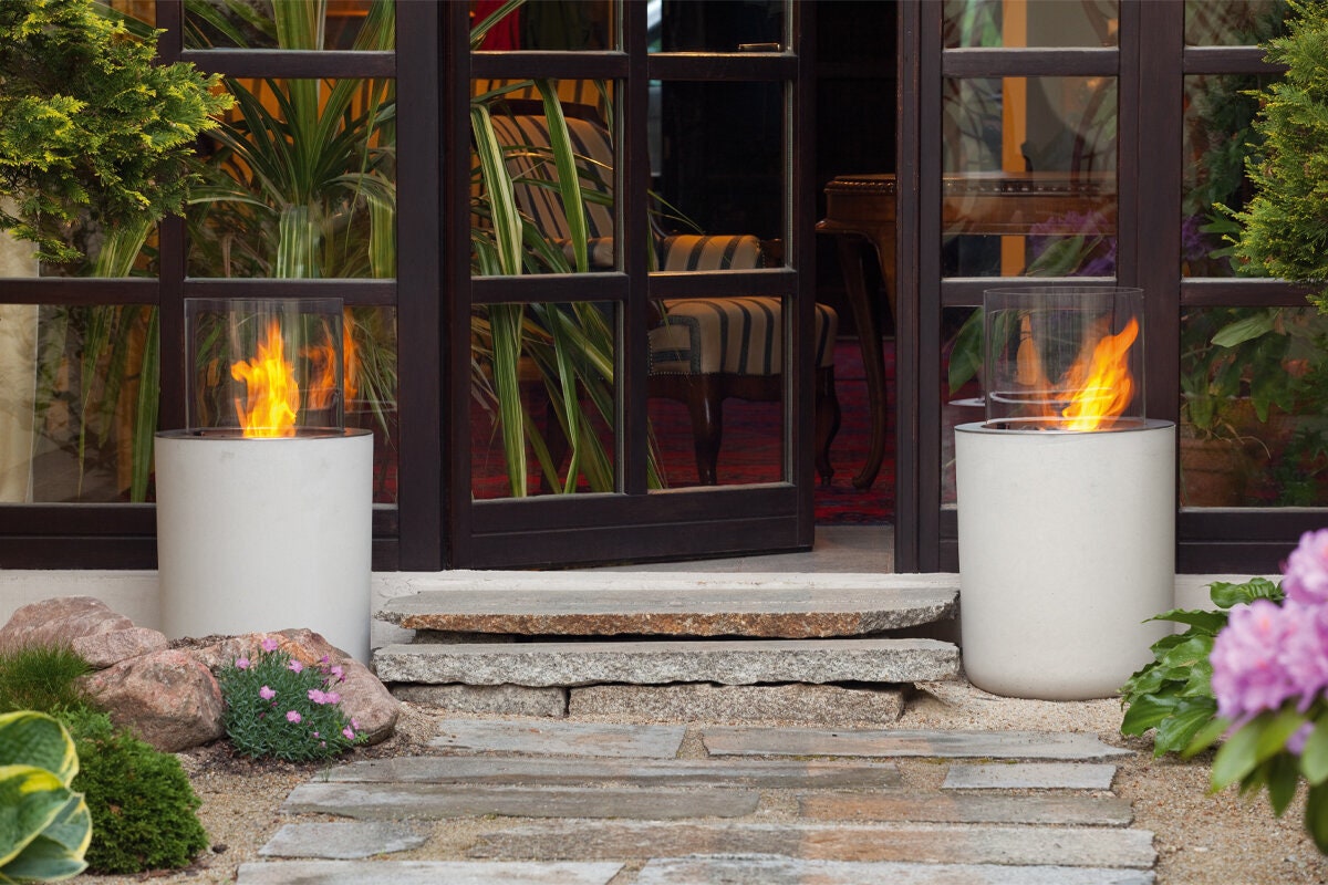 Planika Jar Commerce Bio-Ethanol Patio Heater - Concrete Base, Glass Cylinder, 6.5 Hour Burn Time - JARCOM