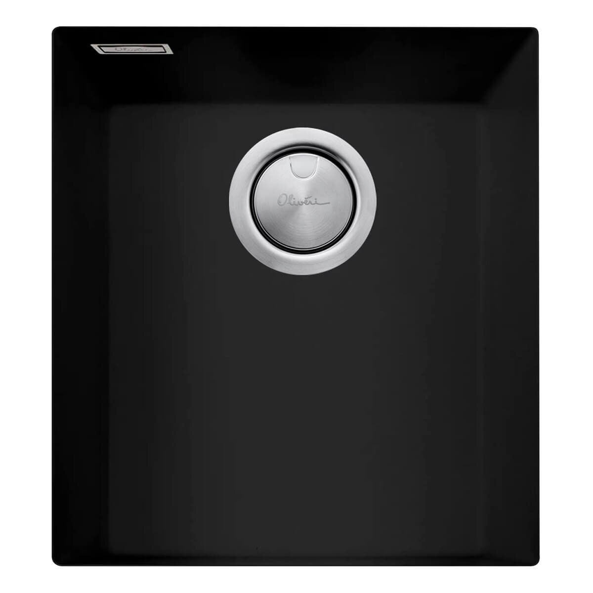 Oliveri undermount sink - 27L single bowl, black granite and quartz, overflow and taphole - ST-MB1530U-OF